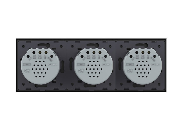 Kombination aus drei einfachen Lichtschaltern Schwarz VL-C701/C701/C701-12