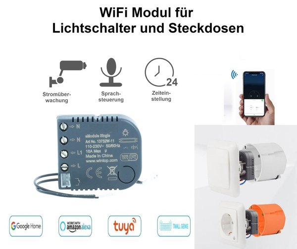 WiFi Modul für Lichtschalter und Steckdosen eModul-Single