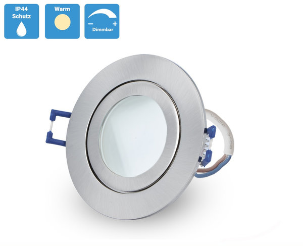 LED Deckenspot warm-weiß m. silbernem Gehäuse IP44 LED-5W-Warm-Silver