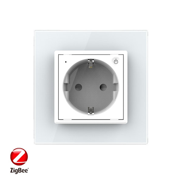 ZigBee SmartHome Einfache Steckdose in Weiß inkl. Glasrahmen VL-C7ZBED/SR-11-A