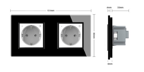 ZigBee SmartHome Zweifache Steckdose in Weiß inkl. Glasrahmen VL-C7ZBED2/SR-SR-12-A