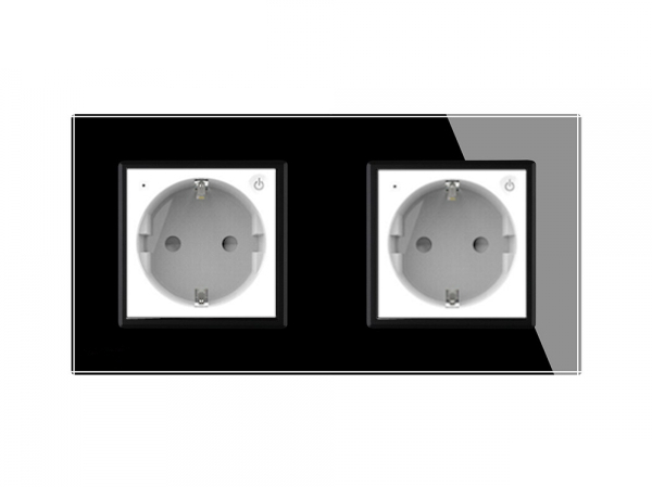 Zweifache ZigBee Steckdose in Weiß inkl. Glasrahmen VL-C7ZBED2-11-VL-C7-SR-SR-12-A