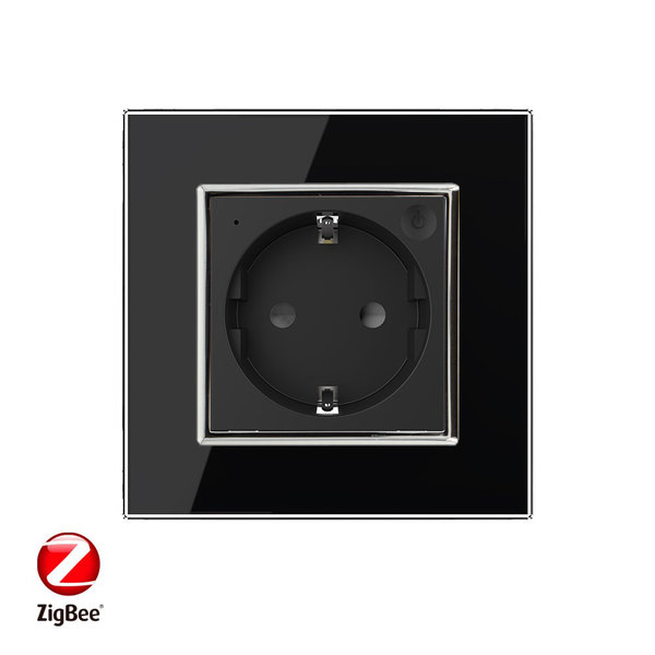 ZigBee SmartHome Einfache Steckdose in Schwarz inkl. Glasrahmen VL-C7ZBED/SR-12