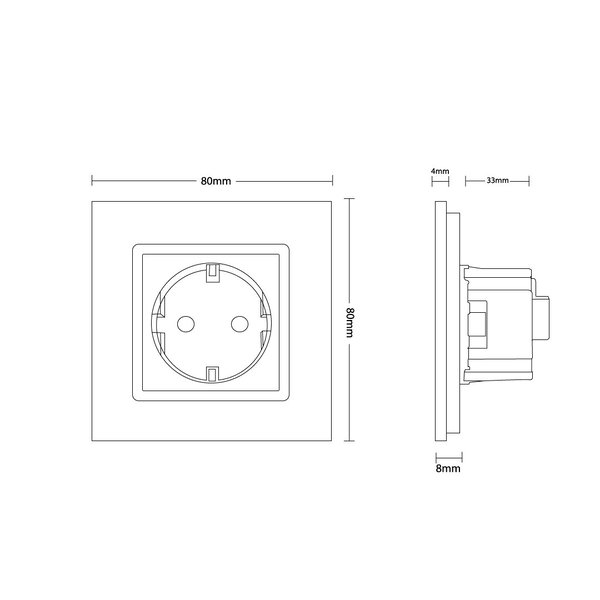 ZigBee SmartHome Einfache Steckdose in Weiß/Schwarz inkl. Glasrahmen VL-C7ZBED/SR-12/11-A