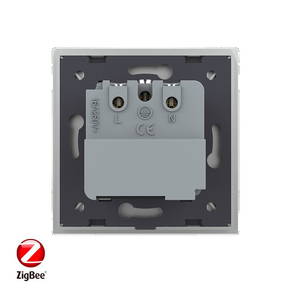 ZigBee SmartHome Einfache Steckdose in Grau/Schwarz inkl. Glasrahmen VL-C7ZBED/SR-12/15