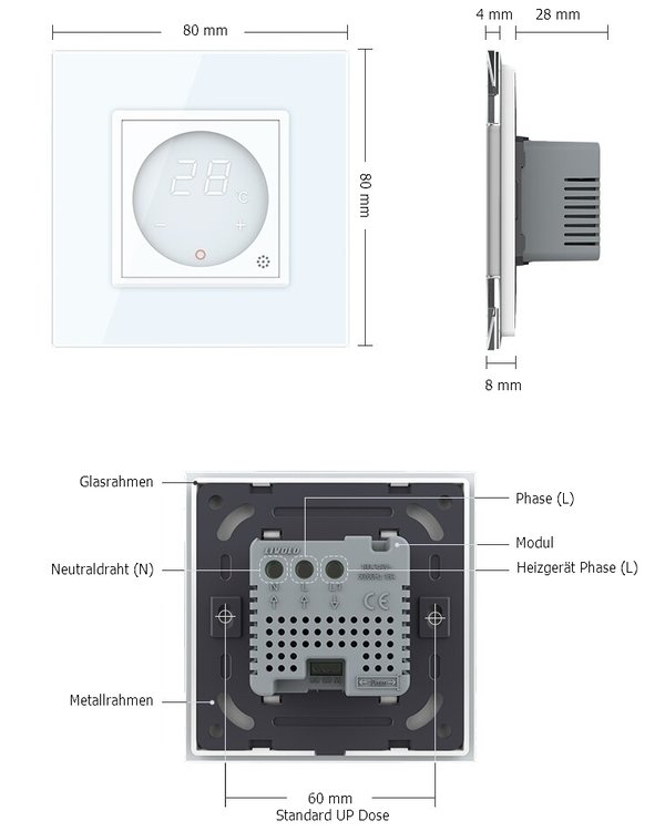 Raumthermostat mit ext. Sensor Fußboden / Elektroheizung VL-C7-PS72-XQ001-13