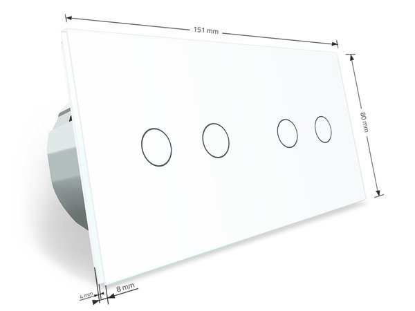 LIVOLO Touch Serienlichtschalter Wandschalter 2 Fach UP inkl. Glasrahmen in Weiß