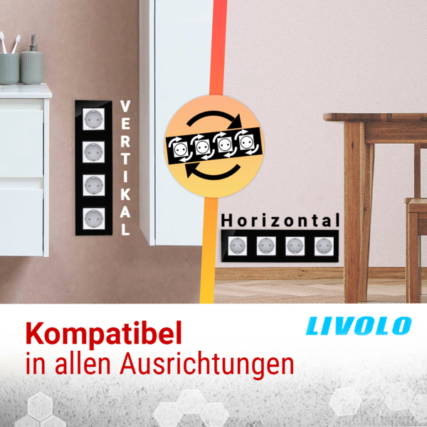 LIVOLO Touch Rollladenschalter Jalousieschalter Markisensteuerung UP inkl. Glasrahmen in Schwarz