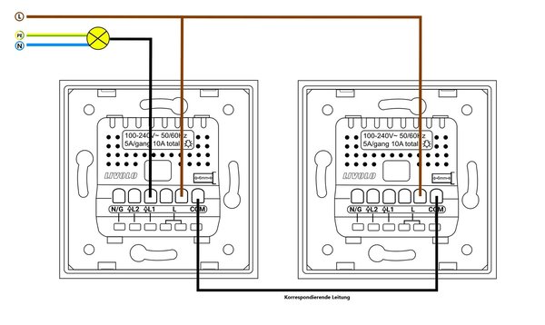 Kombination Lichtschalter + Wechsel-/Kreuzschalter Schwarz VL-C701/C701S-12