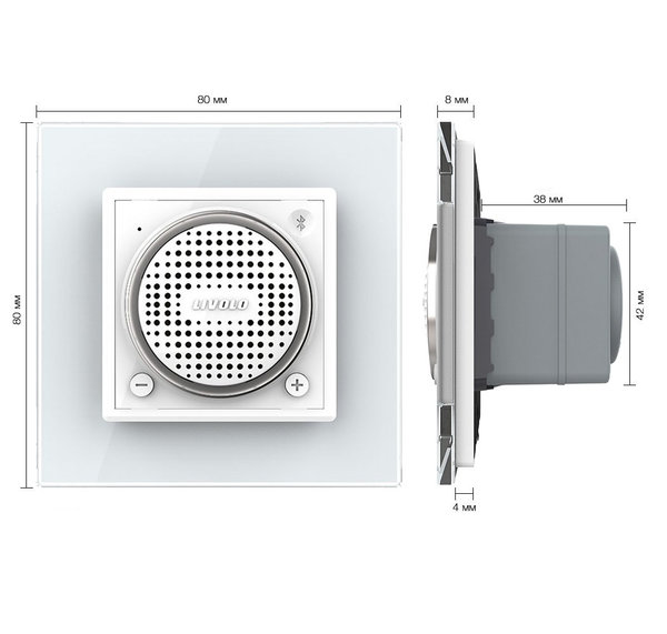 LIVOLO Bluetooth Lautsprecher mit Glasrahmen Weiß VL-FCF-2WP/SR-11